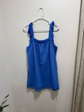 Vineyard Vines Blue Tassel Hem Sleeveless Mini Dress Size S
